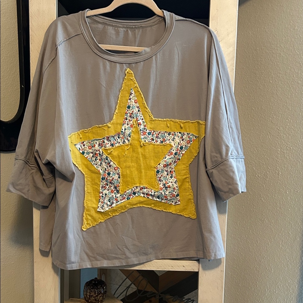 Gray Top with Yellow Star Patch